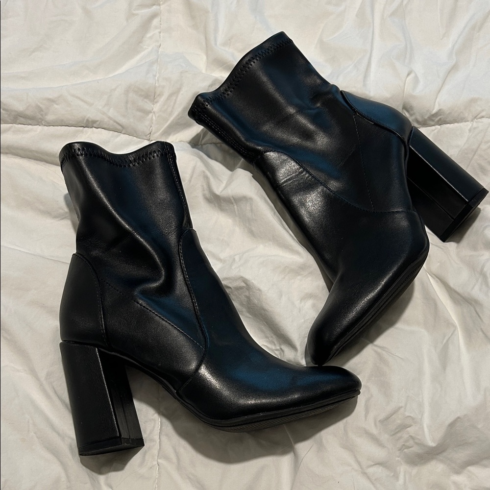 a new day Black Mid-Calf Block Heel Ankle Boots